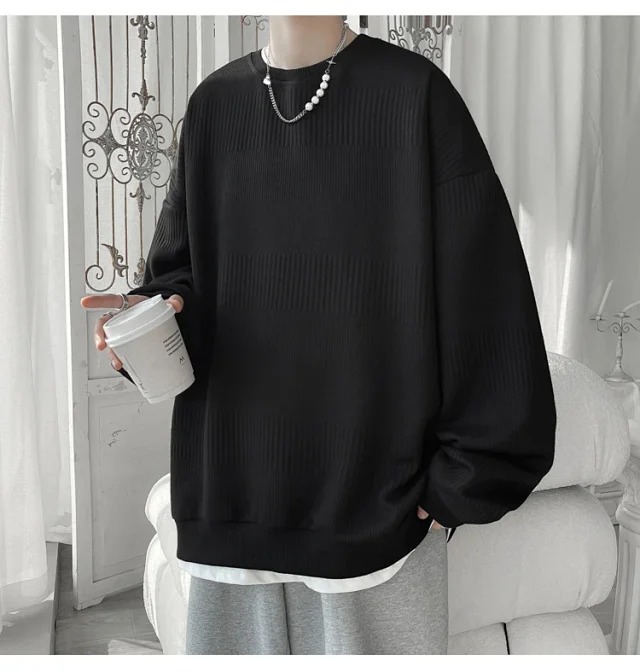 Men's Grey Jacquard Long Sleeve Tee Detail