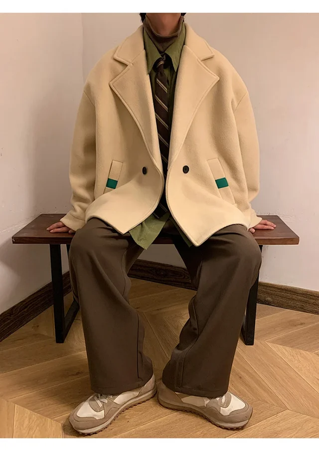 Men's Japanese Retro Oversized Winter Blazer Detail