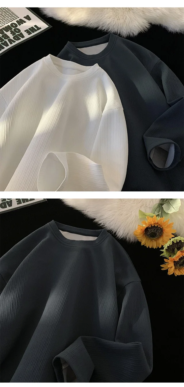 Men's Solid Textured Button-Down Long-Sleeve T-Shirt Detail