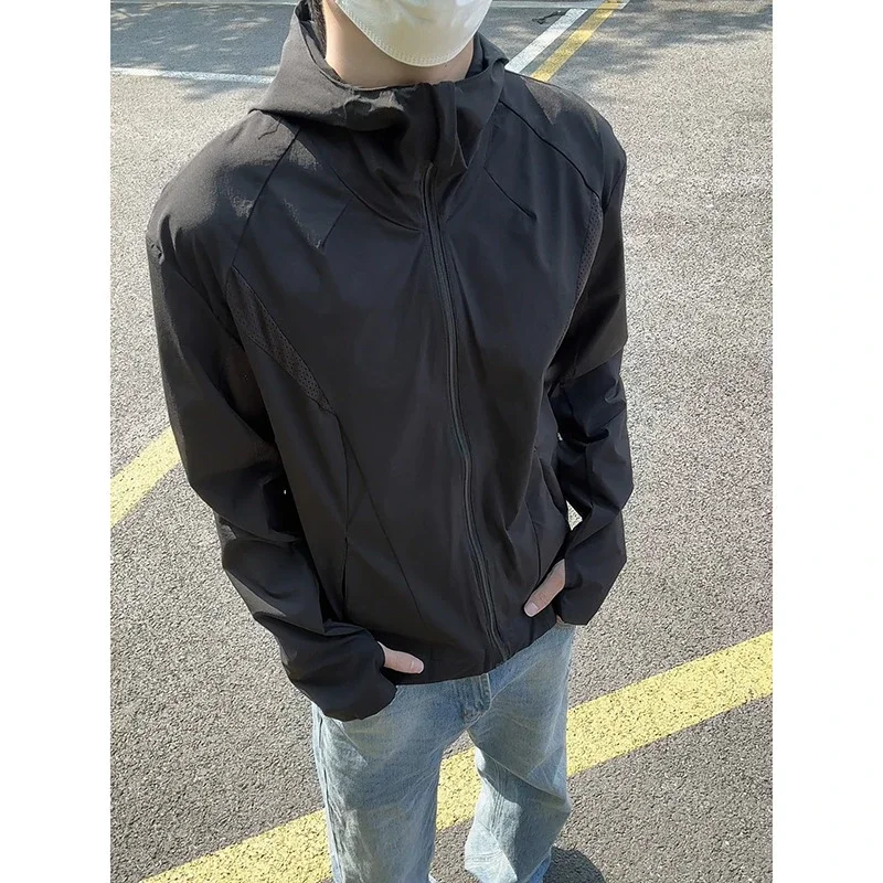 Men's Laser-Perforated Quick-Dry Hooded Jacket