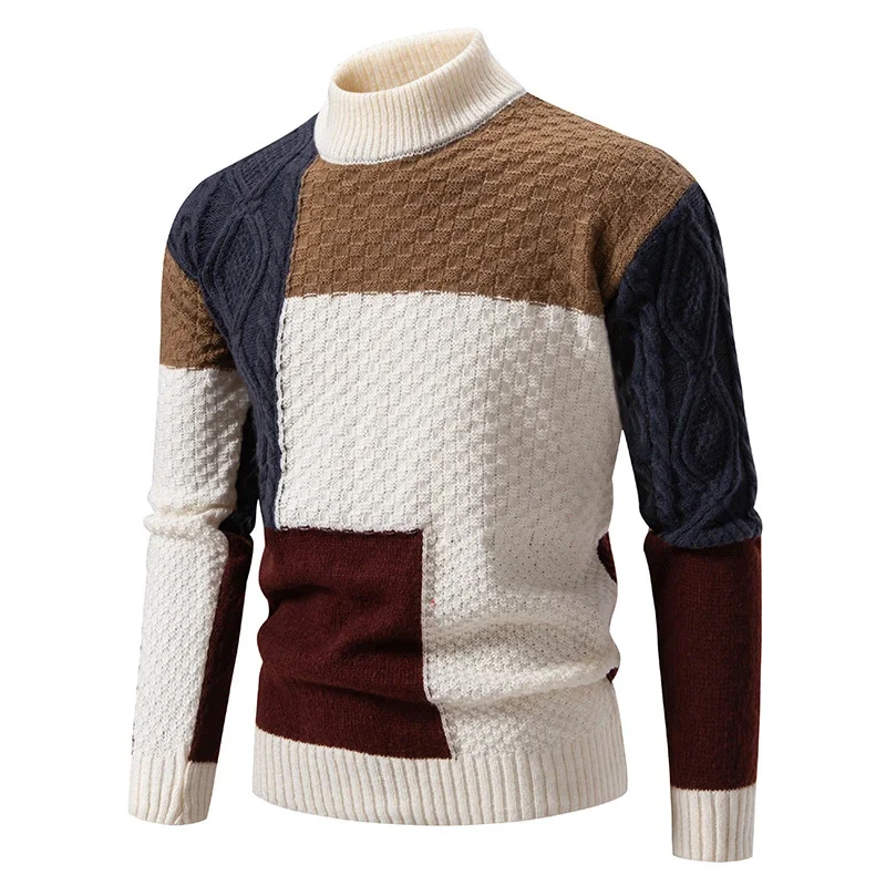 Men's Color Block Mock Neck Pullover
