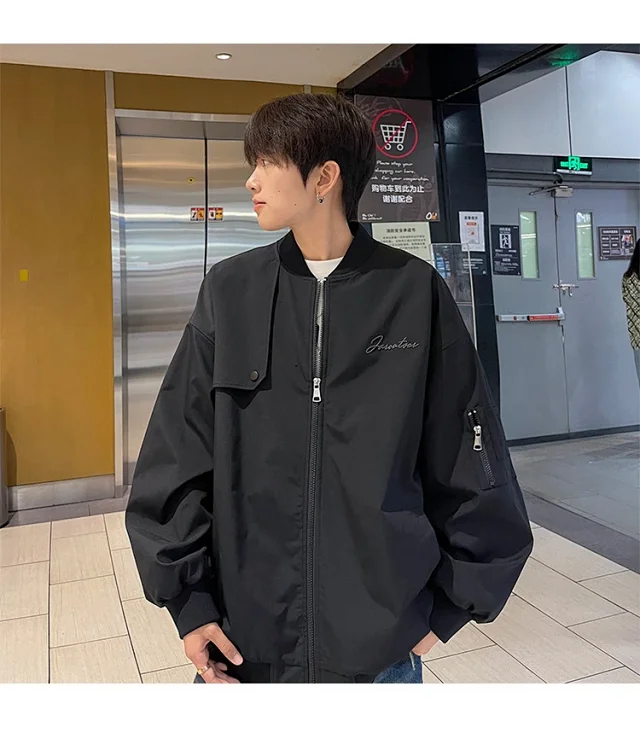 Men's Spring Hip-Hop Embroidered Bomber Jacket Detail