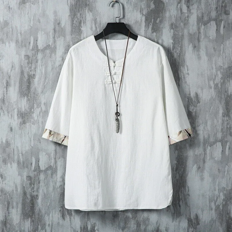 Men's Cotton Linen Vintage Tang T-Shirt