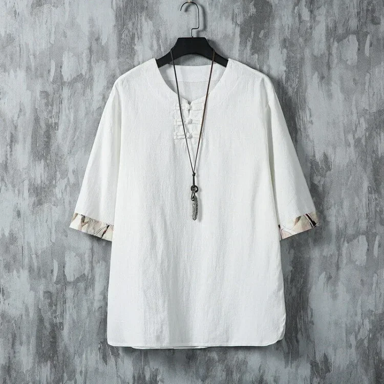 Men's Cotton Linen Vintage Tang T-Shirt