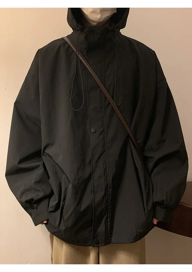 Autumn/Winter Men's HK Loose Casual Hooded Jacket Detail