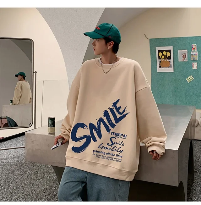 Men's Vintage Loose Fit Crew Neck Detail