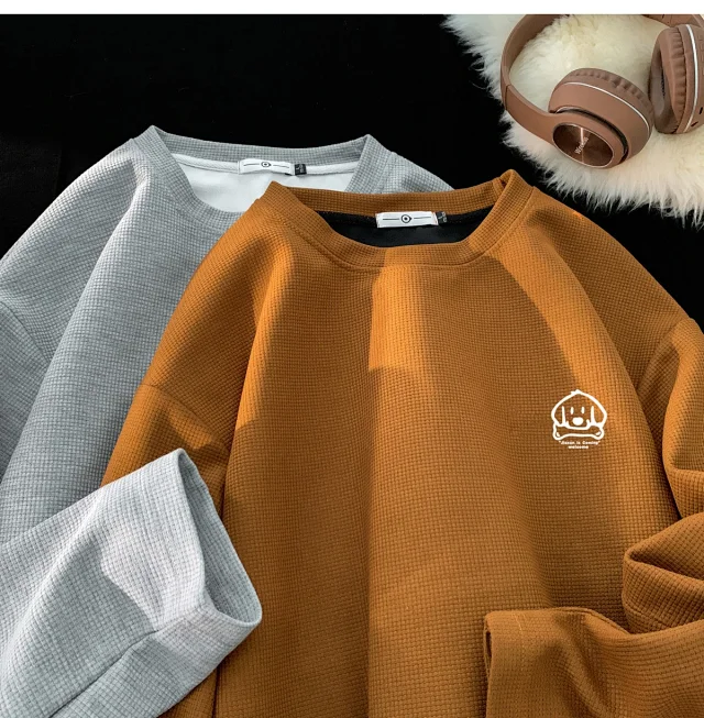 Men's Japanese Waffle Dog Print Sweatshirt Detail