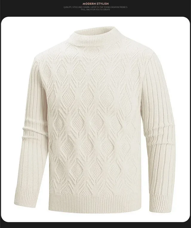 Men's Vintage Argyle Casual Sweater Detail