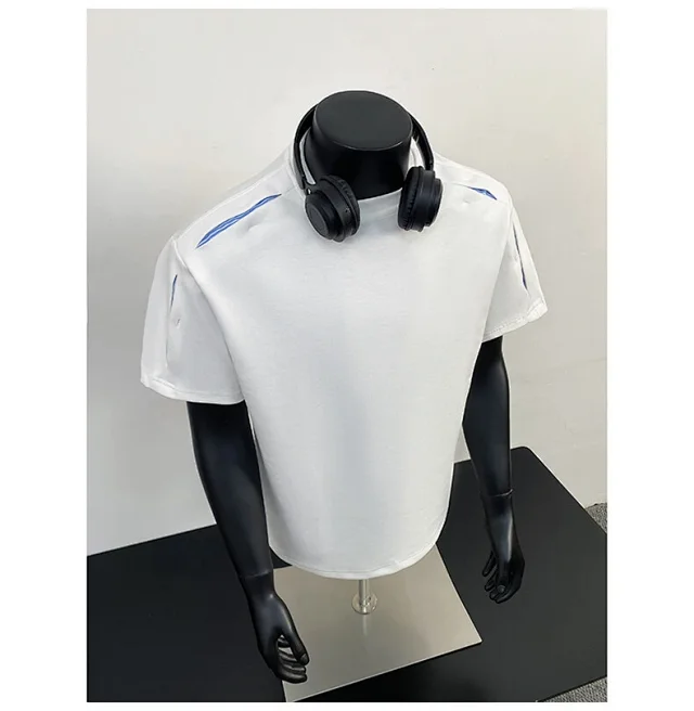 Liquid Ammonia Cotton Striped Deconstructed Short Sleeve T - Shirt Detail