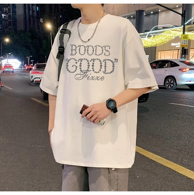 Men's Heavyweight Cotton Casual Daily Short Tee Detail