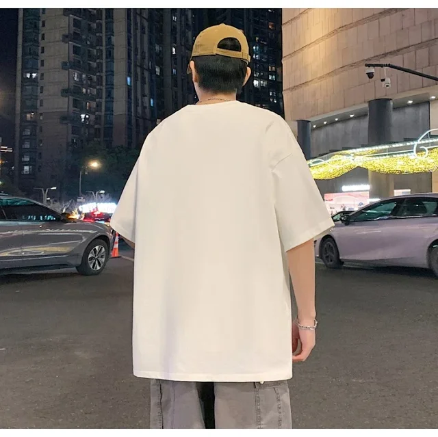 Men's Heavyweight Cotton Casual Daily Short Tee Detail