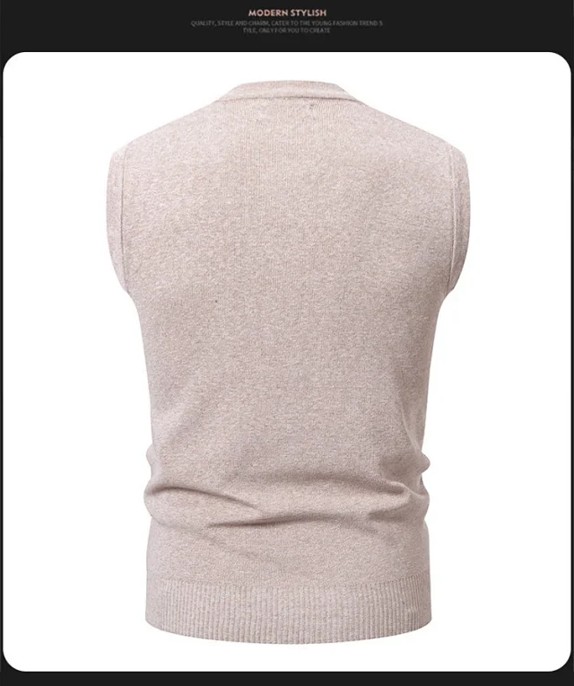 Men's Striped Knit Vest Casual A/W Detail