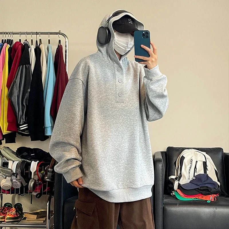 American Hip-Hop Men's Heavyweight Button Hoodie