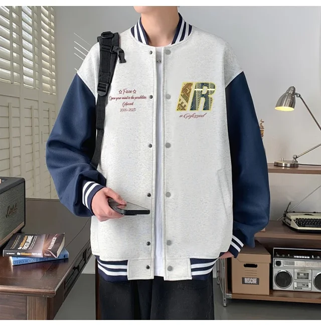 Trendy Men's Oversized Casual Bomber Jacket Detail
