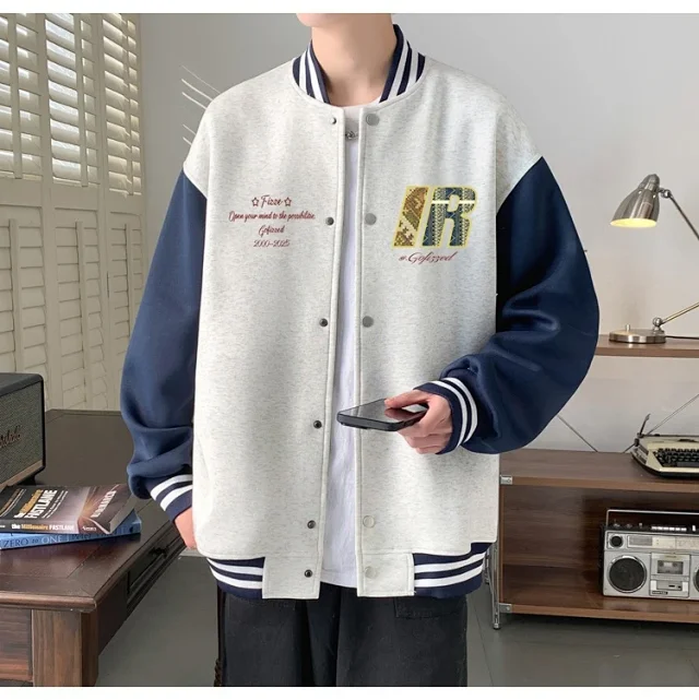 Trendy Men's Oversized Casual Bomber Jacket Detail