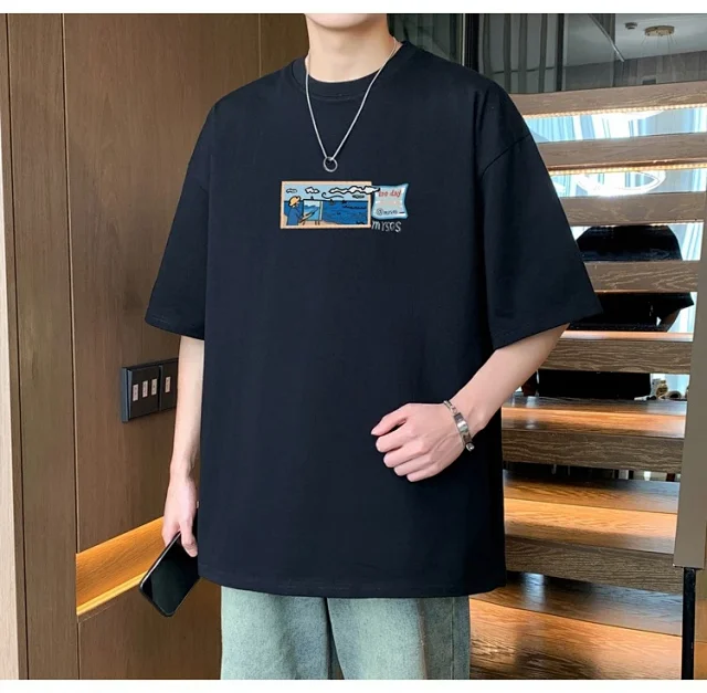 Men's Heavyweight Cotton T-Shirt Plus Size Detail