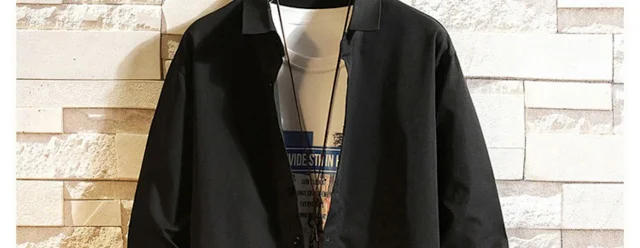 Men's Preppy Autumn Oversized Long-Sleeve Shirt Detail