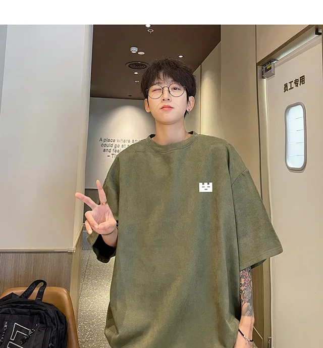 Men's Vintage Suede Heavyweight Oversized Tee Detail