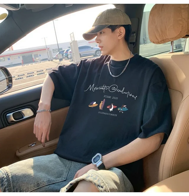 Men's Summer Trendy Oversized Cotton Tee Detail