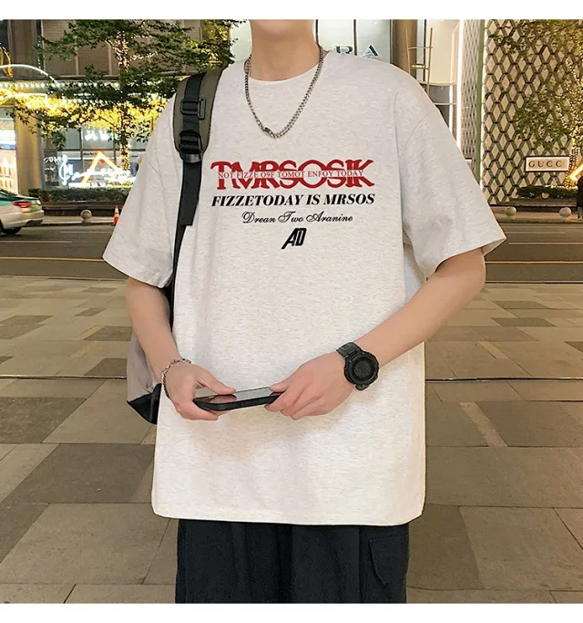 Men's Summer New Loose Crew Neck T-shirt Detail