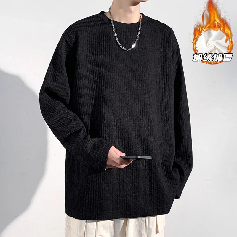 Men's Fleece-Lined Textured Long Sleeve Tee