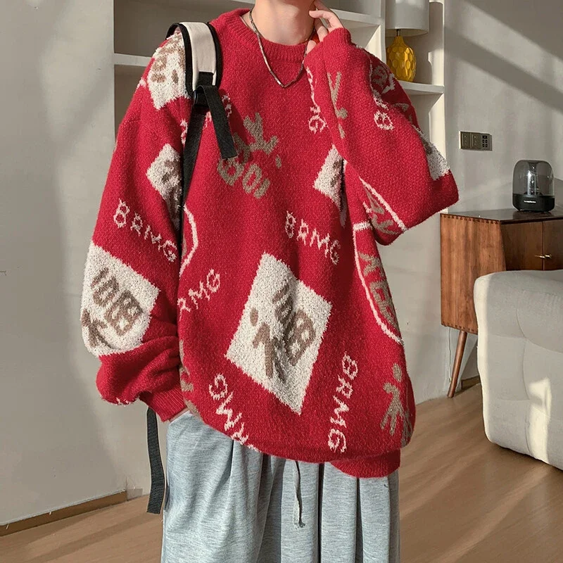 Men's Red Festive Pullover Sweater