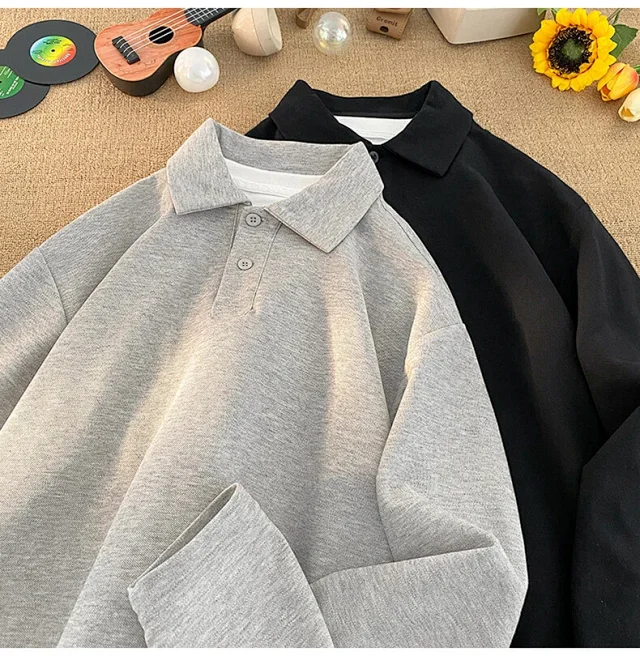 Men's Mock Two-Piece Long Sleeve Polo Detail
