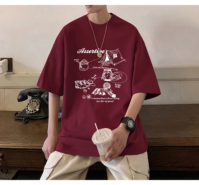 Men's HK Style Oversized Cartoon T-shirt Detail