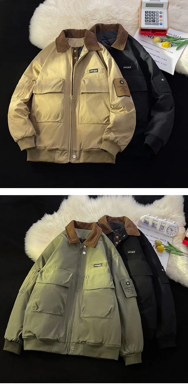 Winter Unisex Retro Japanese Workwear Jacket Detail
