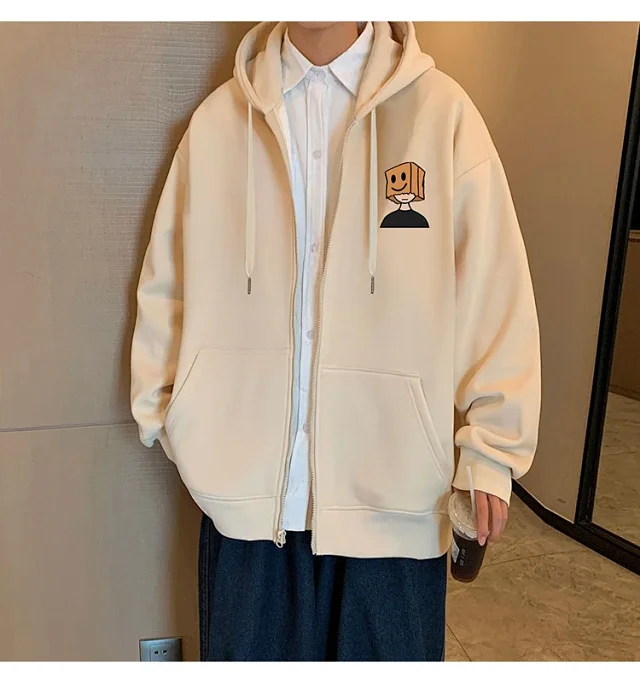 Men's HK Style Oversized Zip Hoodie Detail