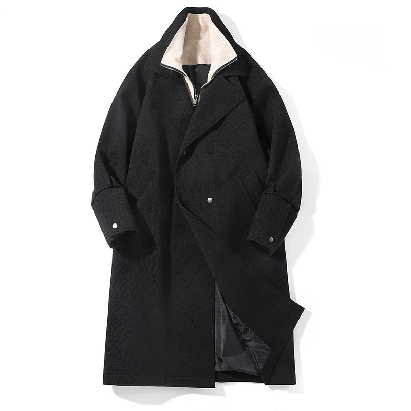 Men's American Retro Two-Tone Hooded Coat