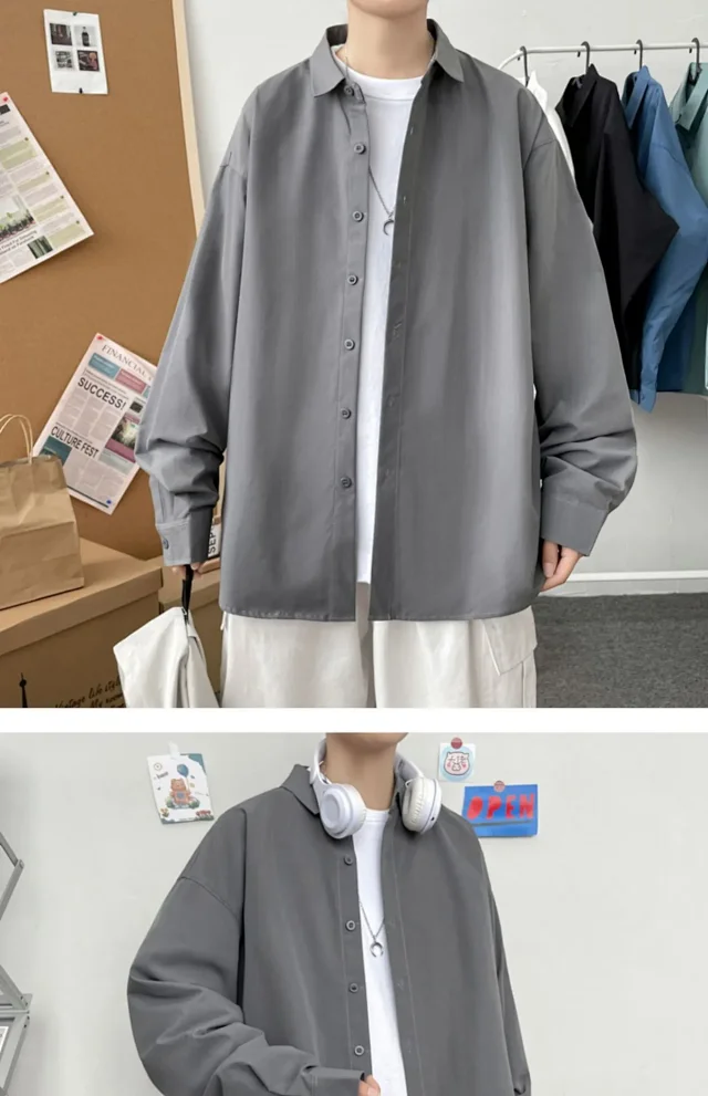 Men's Preppy Autumn Plus Size Shirt Detail