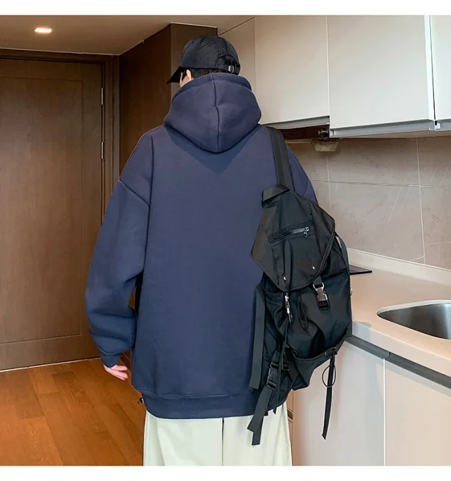 HK Style Men's Oversized Cotton Hoodie Detail