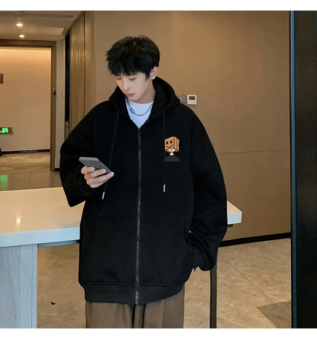 Men's HK Style Oversized Zip Hoodie Detail