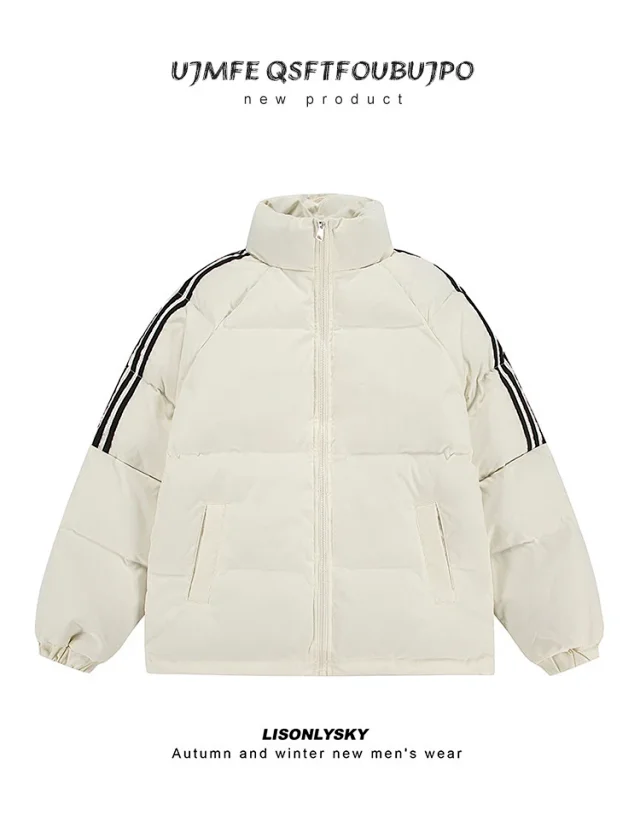 Youth Winter Waterproof Striped Puffer Jacket Detail