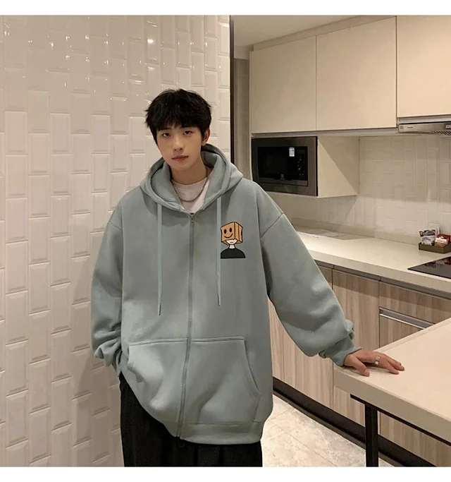 Men's HK Style Oversized Zip Hoodie Detail