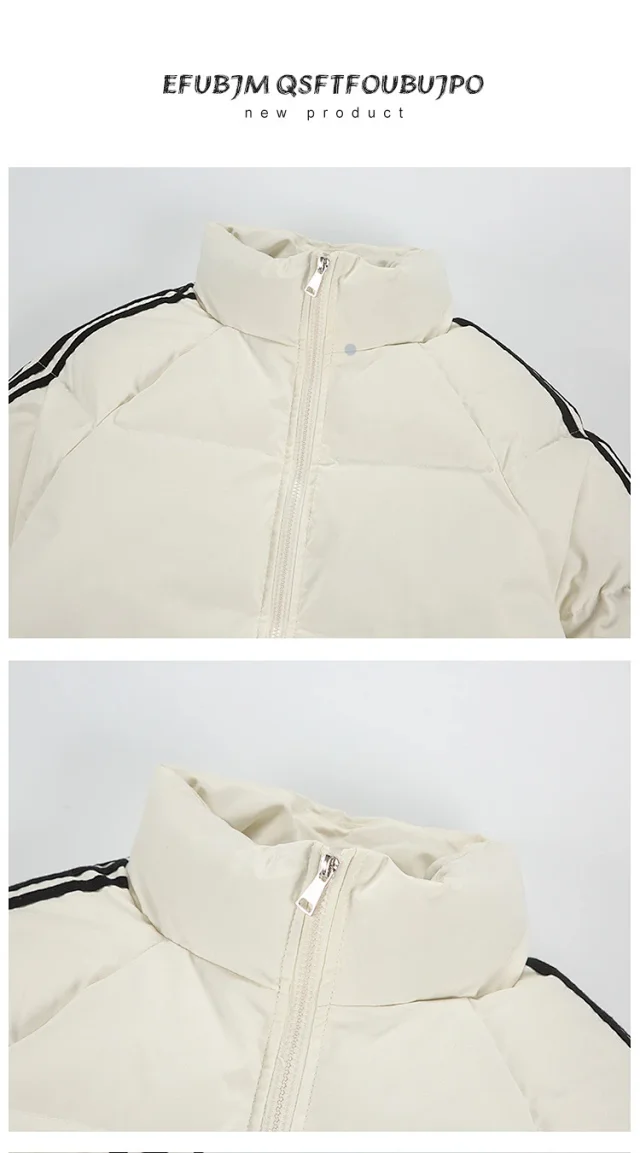 Youth Winter Waterproof Striped Puffer Jacket Detail