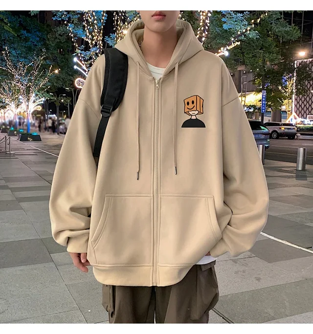 Men's HK Style Oversized Zip Hoodie Detail