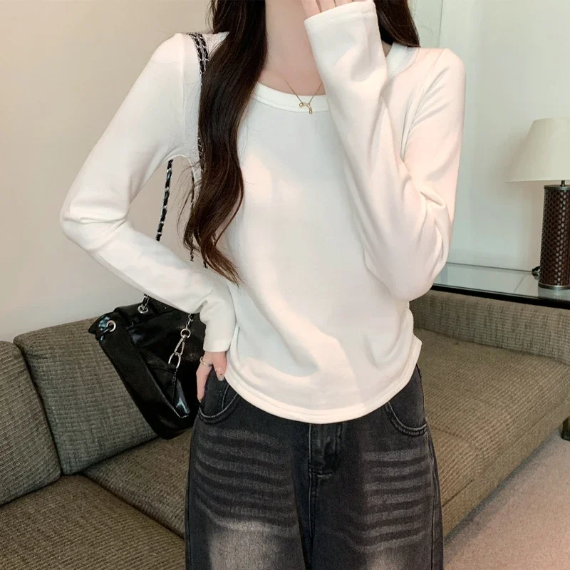 Women's Slim-Fit Fleece-Lined Long-Sleeve Tee