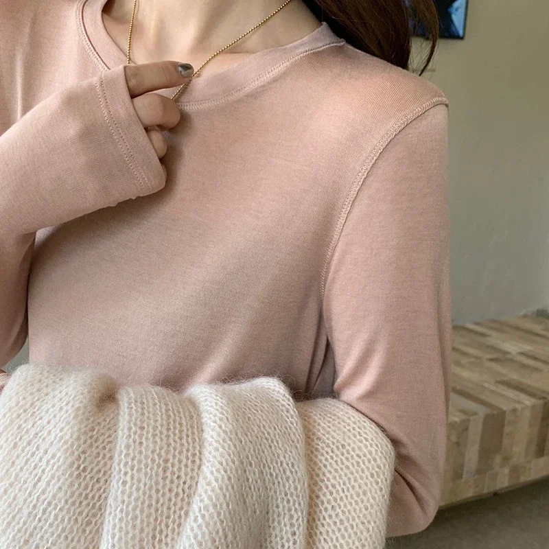 Wool Crew Neck Long Sleeve T-Shirt