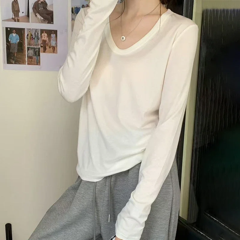 Women's Lyocell Wool U-Neck Long-Sleeve Tee