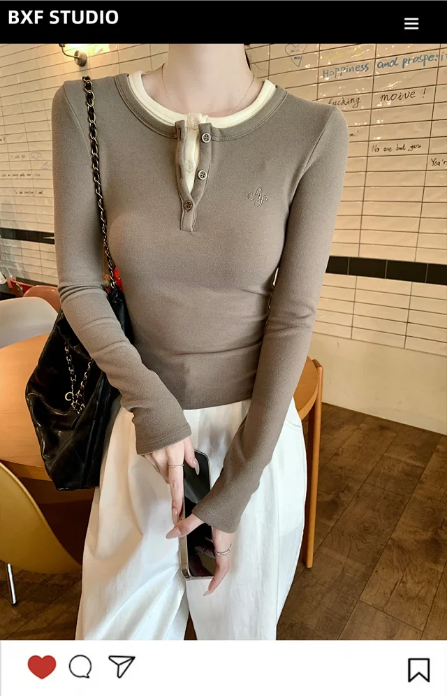 2025 Fall Women's Slim Layered Tee Detail