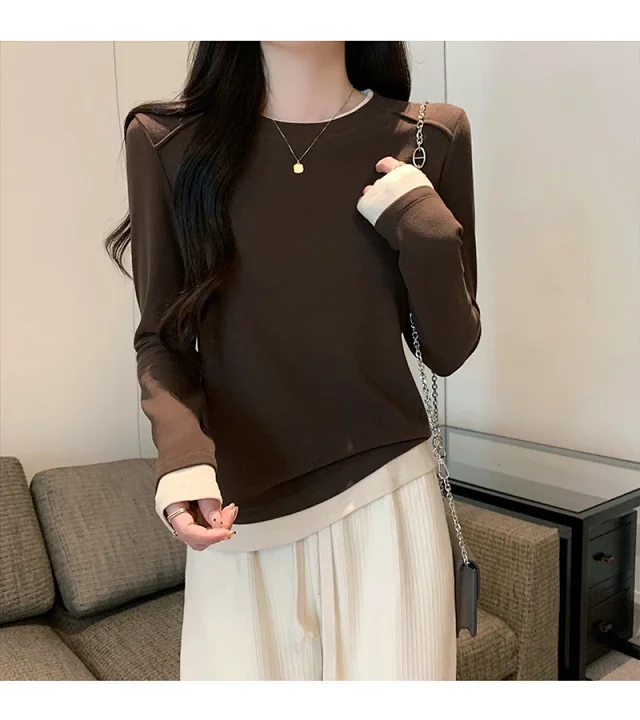 Women's Long Sleeve Mock Layered Tee Detail
