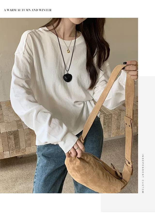 Women's Cotton Loose Long-Sleeve T-Shirt Detail