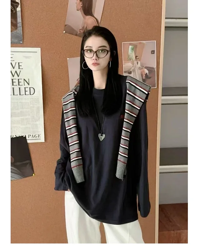 Designer Vintage Color-block Long Sleeve Tee Detail