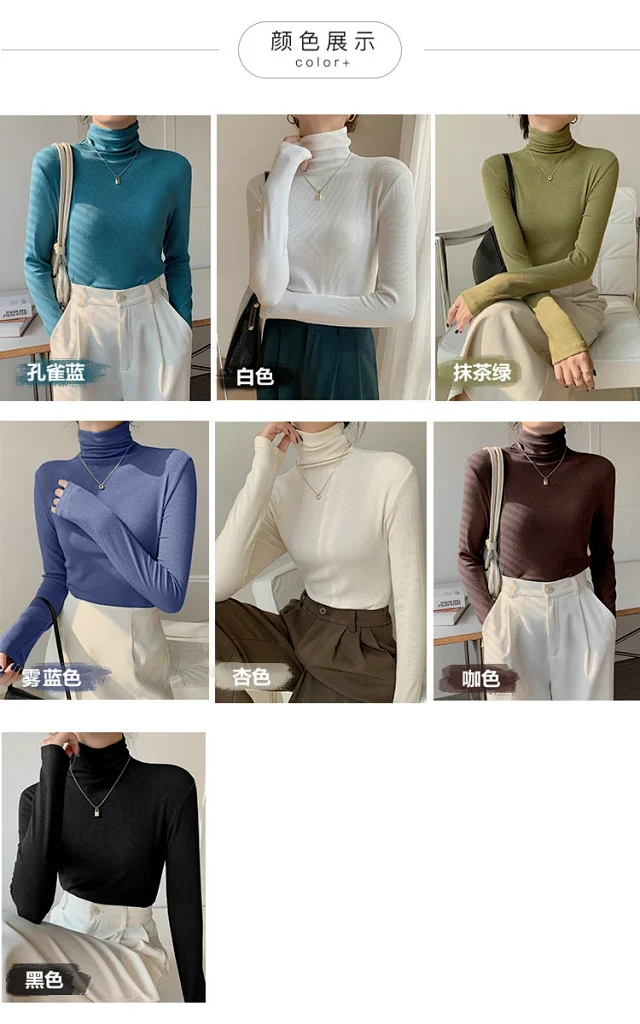 Women's Slim Fit Long Sleeve High Neck Top Detail