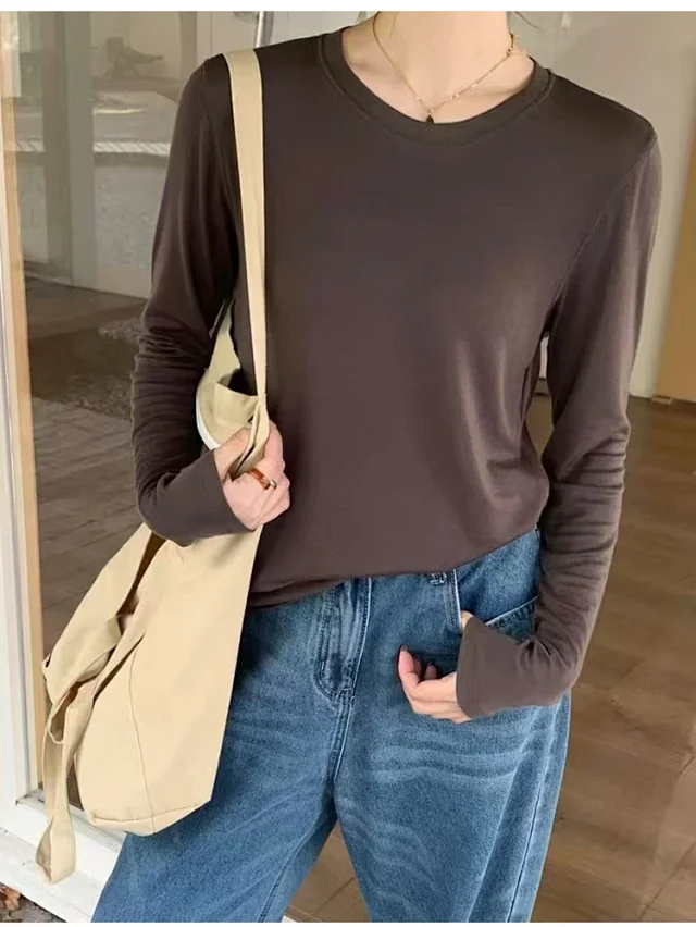 Wool Crew Neck Long Sleeve T-Shirt Detail