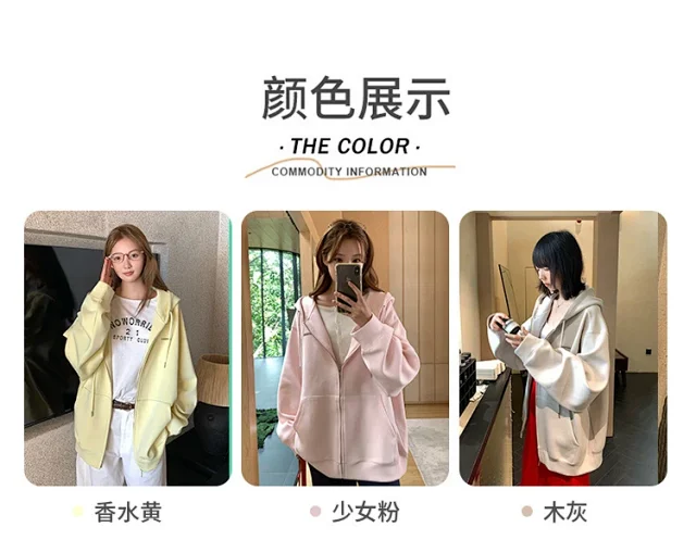 2025 Korean Women's Heavyweight Zip Hoodie Detail