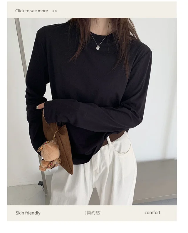 Women's Long Sleeve Round Neck Tee Detail