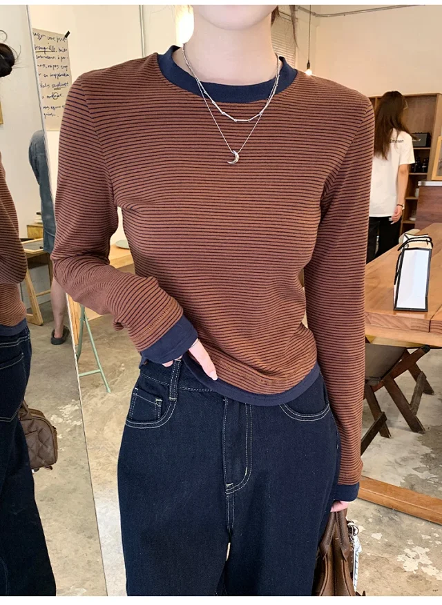 2025 Fall Women's Ribbed Longsleeve T-shirt Detail